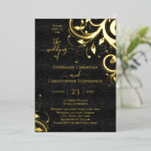 暗い渦巻き葉との後結婚ろ 箔招待状 (立ち正面)