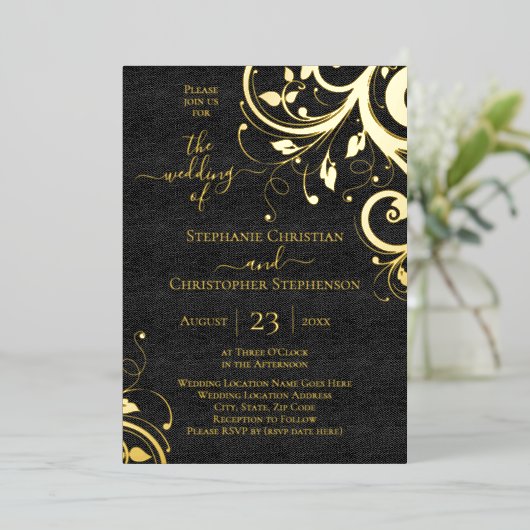 暗い渦巻き葉との後結婚ろ 箔招待状 (立ち正面)