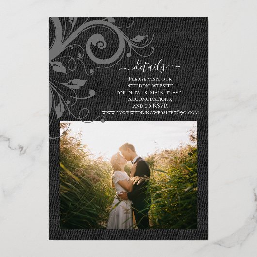 暗い渦巻き葉との後結婚ろ 箔招待状 (裏面)