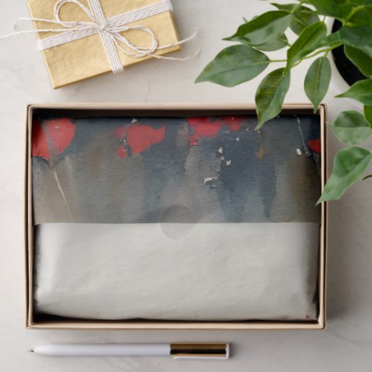 暗い湖の切り離しの横の赤いケシ 薄葉紙 (ギフト)