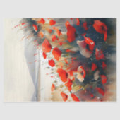 暗い湖の切り離しの横の赤いケシ 薄葉紙 (正面)