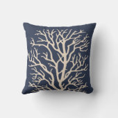 暗い濃紺のクリームの珊瑚木 クッション (裏面)