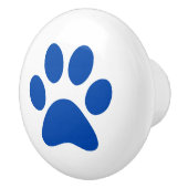暗い濃紺の足のプリントのpawprint セラミックノブ (右)