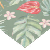 暗い熱帯の花の葉のファンタジーとモノグラム テーブルクロス (アングル)