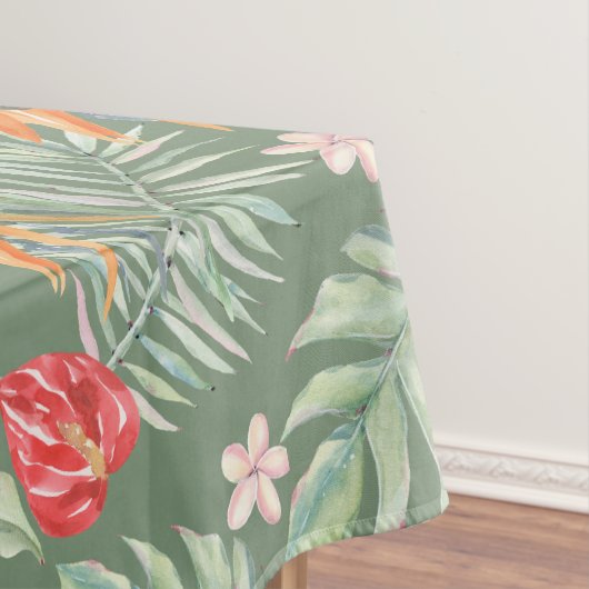 暗い熱帯の花の葉のファンタジーとモノグラム テーブルクロス (インサイチュ)