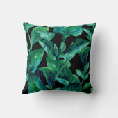 暗い熱帯シュロの葉のクッション クッション (裏面)