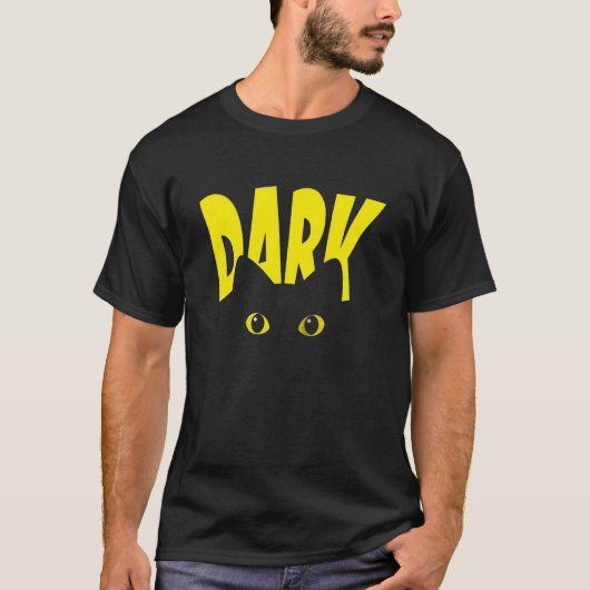 暗い猫の目 グラフィックTシャツ | 面白い黒猫 Tシャツ (正面)