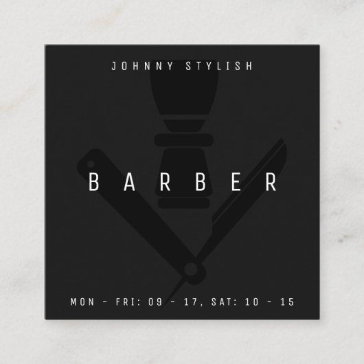 暗い理容師スタイル スクエア名刺 (正面)