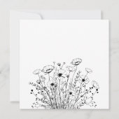 暗い白黒フローラエレガントな結婚式ありがとう 招待状 (裏面)