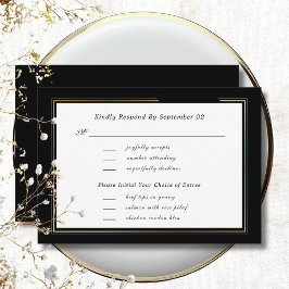 暗い白黒金ゴールドスクリプトメニュー選択RSVP