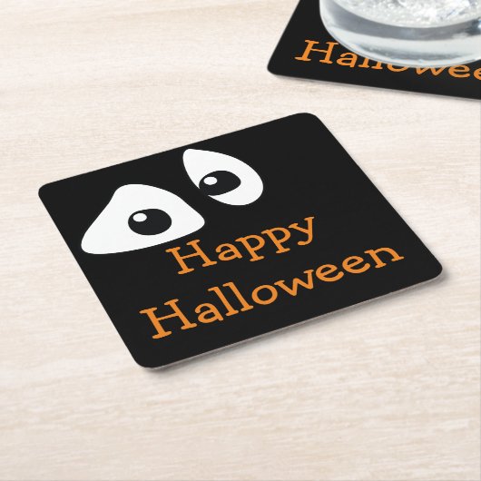 暗い眼球で目を見るハッピーハローウィン スクエアペーパーコースター (アングル)