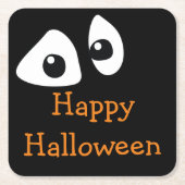暗い眼球で目を見るハッピーハローウィン スクエアペーパーコースター (正面)