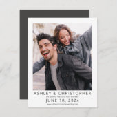 暗い石板モダン額縁写真 セーブザデート (正面/裏面)