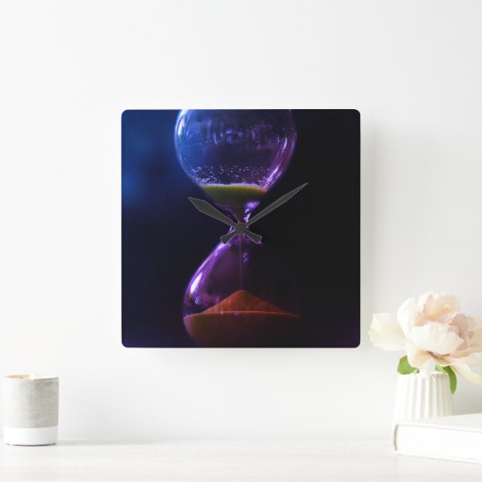 暗い砂時計 スクエア壁時計 (ホーム)