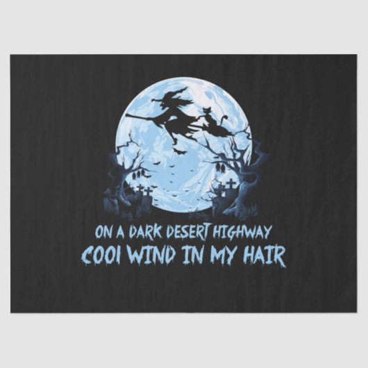 暗い砂漠の幹線道路で箒に乗る魔女 薄葉紙 (正面)