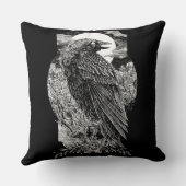 暗い神秘的なカラス クッション (裏面)
