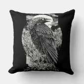 暗い神秘的なカラス クッション (正面)