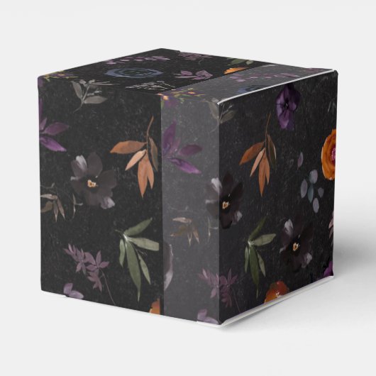 暗い秋のフローラパーソナライズされた結婚ズ フェイバーボックス (裏面サイド)