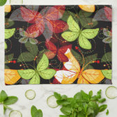 暗い秋パターン キッチンタオル (折り畳み)