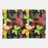 暗い秋パターン キッチンタオル (横)