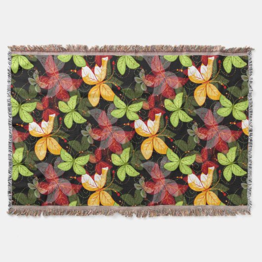 暗い秋パターン スローブランケット (正面)