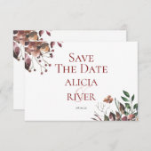 暗い秋フローラ素朴日付カードの保存 セーブザデート (正面/裏面)