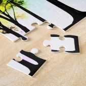 暗い空の下のパステルシルエットツリーズ ジグソーパズル (側面)