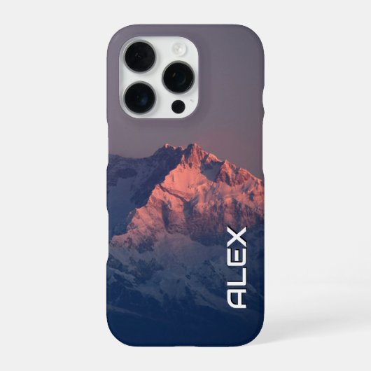 暗い空の下の雪をかぶった山 iPhoneケース (裏面)