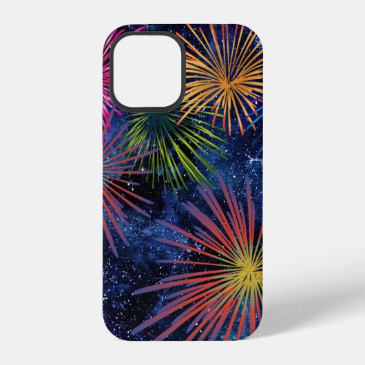 暗い空を背景にした花火デザイン iPhoneケース (裏面)