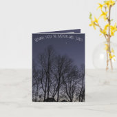 暗い空、月と星の折り畳まれたグリーティングカード カード (黄色い花)