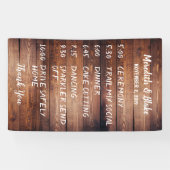 暗い納素朴屋の木材結婚式 プログラムスケジュール 横断幕 (横)