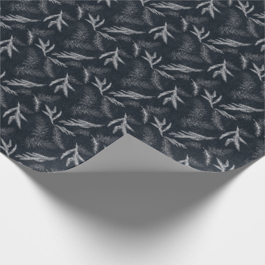 暗い素朴ムーディブラッククリスマスウィンターギフト ラッピングペーパー (角)