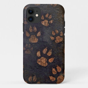 暗い素朴動揺して動物の手の印刷パターン iPhone 11 ケース