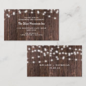 暗い素朴木材とライトの結婚式のレセプション エンクロージャーカード (正面/裏面)