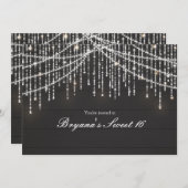 暗い素朴木材の輝きのライトパーティの招待状 招待状 (正面/裏面)