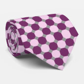 暗い紫色およびピンクの八角形のタイ ネクタイ (ロール)