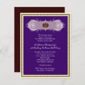 暗い紫色のハロウィンの球の衣裳のパーティーの招待 招待状 (正面/裏面)