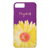暗い紫色のパーソナライズの黄色いガーベラのデイジー Case-Mate iPhoneケース (裏面)
