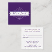 暗い紫色の華美で白いフレームの紹介カード 紹介カード (正面/裏面)