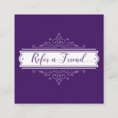 暗い紫色の華美で白いフレームの紹介カード 紹介カード (正面)