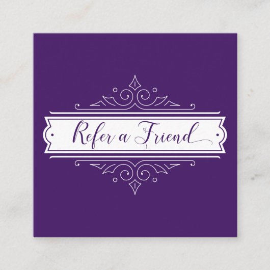 暗い紫色の華美で白いフレームの紹介カード 紹介カード (正面)