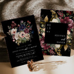 暗い結婚文房具フローラ結婚式招待状 招待状<br><div class="desc">暗い色調と美しい水色のアクセントを備えた濃い ムーディーズ結婚式招待状。単語"and"以外のすべての語句を編集する。すべてのフォントカラーも編集可能。編集できない色は、水彩花模様の色だけ。//一致するデザインについては、Hently By Nicole ZazzleストアでALINAを検索する。*このもしデザインは気に入っているが、あなたが探している何かのために利用可能な表示されない、いつでも私に連絡を取って：)</div>