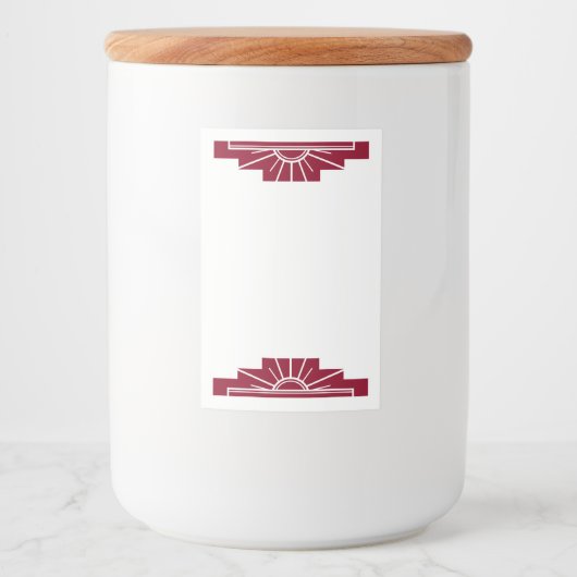 暗い緋色のアールデコの太陽の要素 フードラベル (正面)