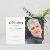 暗い緑のお祝いと写真葬式 招待状 (スタンド正面)