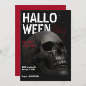 暗い美的スカルのヘッドハロウィーン 招待状 (正面/裏面)