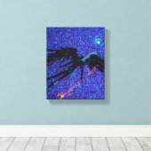 暗い翼のある姿飛んでいるが宇宙の向こうに キャンバスプリント (インサイチュ (ウッドフロア))