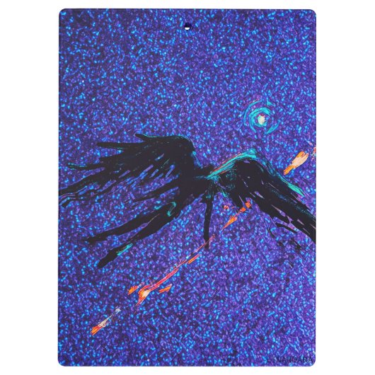 暗い翼のある姿飛んでいるが宇宙の向こうに クリップボード (裏面)