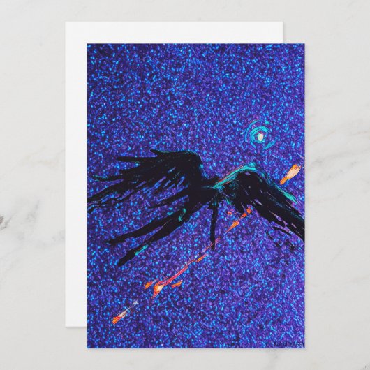 暗い翼のある姿飛んでいるが宇宙の向こうに シーズンカード (正面/裏面)