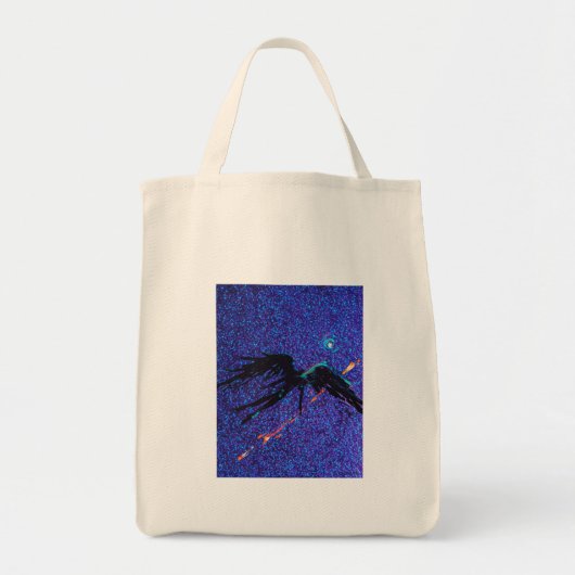 暗い翼のある姿飛んでいるが宇宙の向こうに トートバッグ (正面)