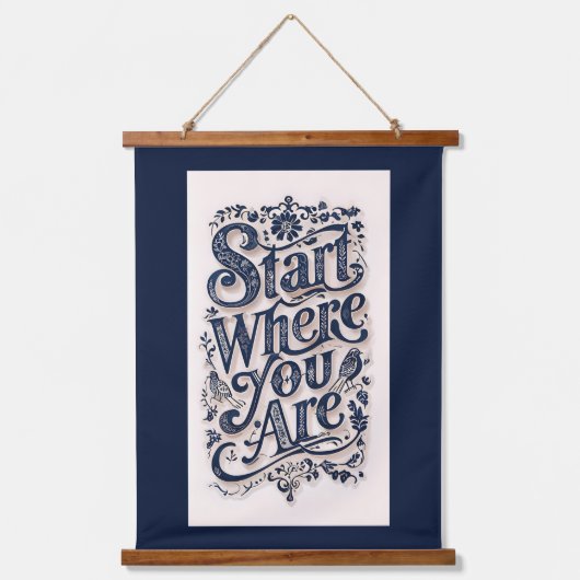 暗い背景から始める 吊り下げ型タペストリー (正面)